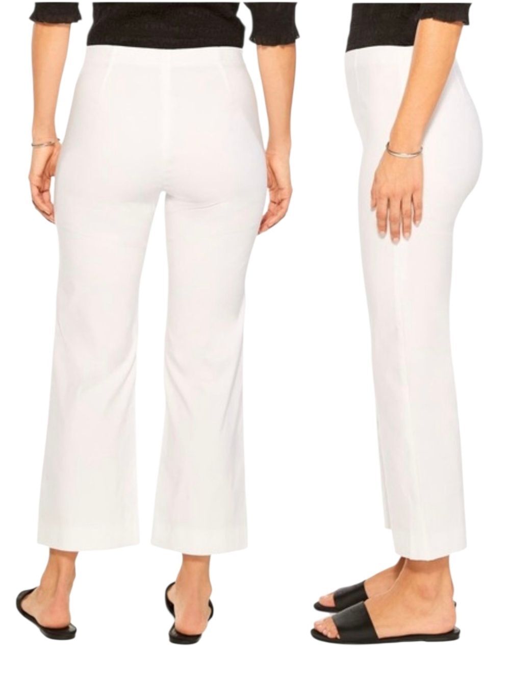 NIC+ZOE White Wide Leg Crop Pants 14 Pull On CoastalChic Resort City Beach Artsy - Picture 2 of 8